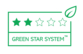 2 tähden "Green Star System Packaging" -luokitus tarkoittaa, että se on valmistettu 50-99 % kierrätetystä (PIR+PCR) tai uusiutuvasta materiaalista, on REACH-yhteensopiva, mutta ei teknisesti kierrätettävä.